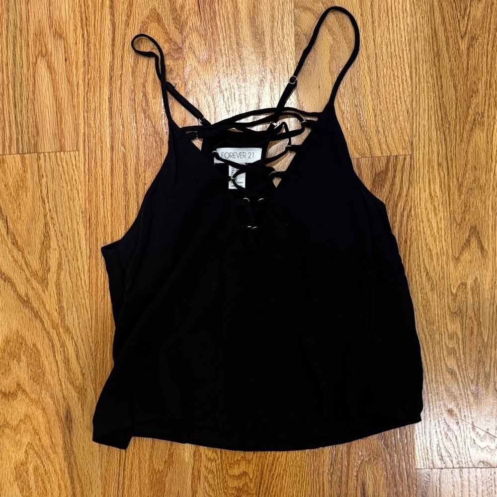 Forever 21 Black Lace-Up Camisole